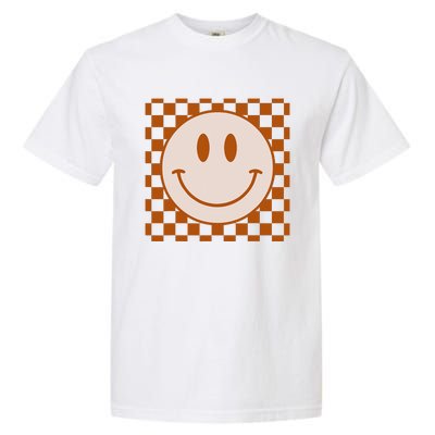 Retro Happy Face Checkered Pattern Smile Face Trendy Garment-Dyed Heavyweight T-Shirt