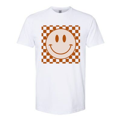 Retro Happy Face Checkered Pattern Smile Face Trendy Softstyle CVC T-Shirt