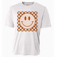 Retro Happy Face Checkered Pattern Smile Face Trendy Cooling Performance Crew T-Shirt