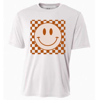 Retro Happy Face Checkered Pattern Smile Face Trendy Cooling Performance Crew T-Shirt