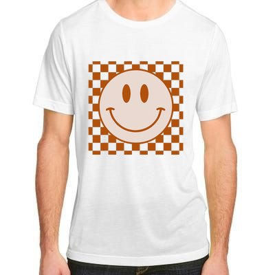 Retro Happy Face Checkered Pattern Smile Face Trendy Adult ChromaSoft Performance T-Shirt