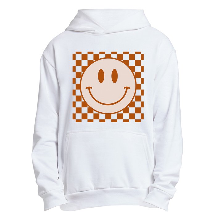 Retro Happy Face Checkered Pattern Smile Face Trendy Urban Pullover Hoodie