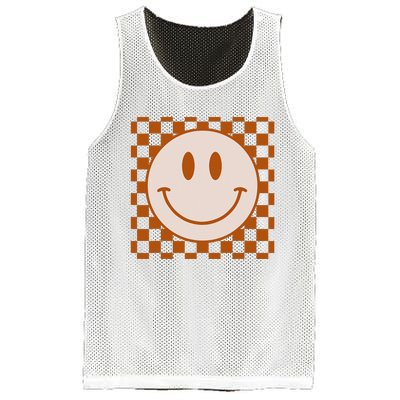 Retro Happy Face Checkered Pattern Smile Face Trendy Mesh Reversible Basketball Jersey Tank