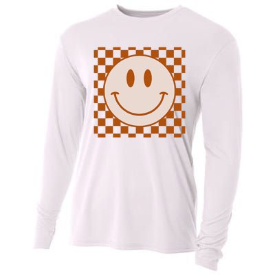 Retro Happy Face Checkered Pattern Smile Face Trendy Cooling Performance Long Sleeve Crew