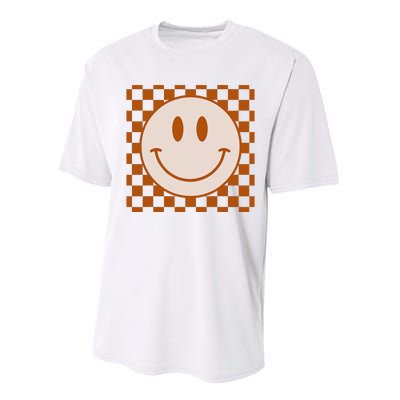 Retro Happy Face Checkered Pattern Smile Face Trendy Performance Sprint T-Shirt