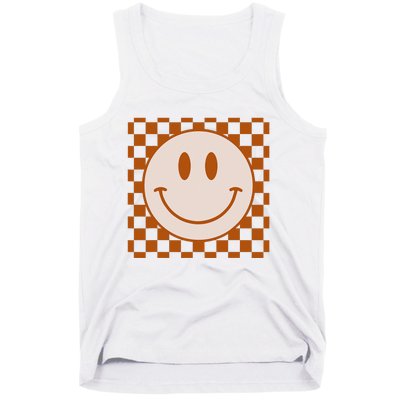 Retro Happy Face Checkered Pattern Smile Face Trendy Tank Top