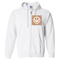 Retro Happy Face Checkered Pattern Smile Face Trendy Full Zip Hoodie