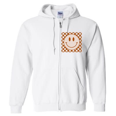 Retro Happy Face Checkered Pattern Smile Face Trendy Full Zip Hoodie