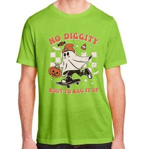 Retro Halloween Ghost No Diggity Bout To Bag It Up Adult ChromaSoft Performance T-Shirt