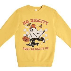 Retro Halloween Ghost No Diggity Bout To Bag It Up Premium Crewneck Sweatshirt