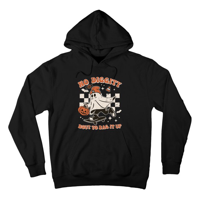 Retro Halloween Ghost No Diggity Bout To Bag It Up Hoodie