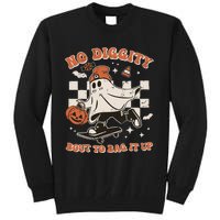 Retro Halloween Ghost No Diggity Bout To Bag It Up Tall Sweatshirt