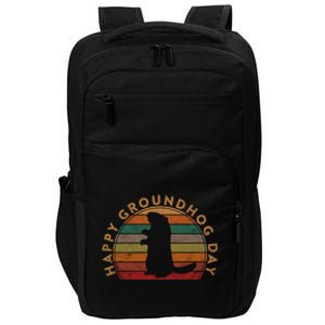 Retro Happy Groundhog Day Sunset Gift Ground Hog Silhouette Great Gift Impact Tech Backpack