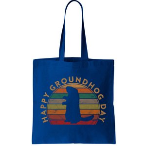 Retro Happy Groundhog Day Sunset Gift Ground Hog Silhouette Great Gift Tote Bag