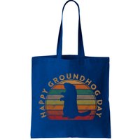 Retro Happy Groundhog Day Sunset Gift Ground Hog Silhouette Great Gift Tote Bag