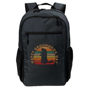 Retro Happy Groundhog Day Sunset Gift Ground Hog Silhouette Great Gift Daily Commute Backpack