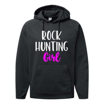 Rock Hunting Girl Women Hunter Collector Geologist Performance Fleece Hoodie