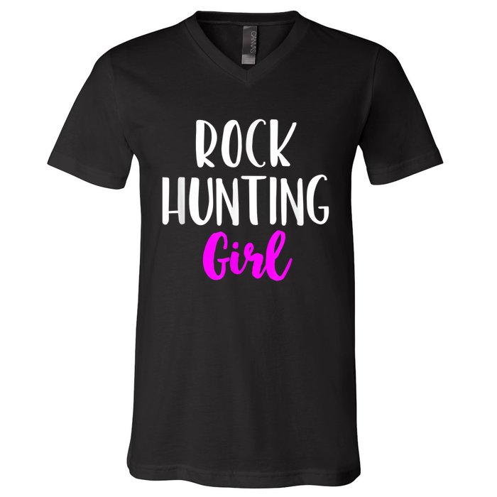 Rock Hunting Girl Women Hunter Collector Geologist V-Neck T-Shirt