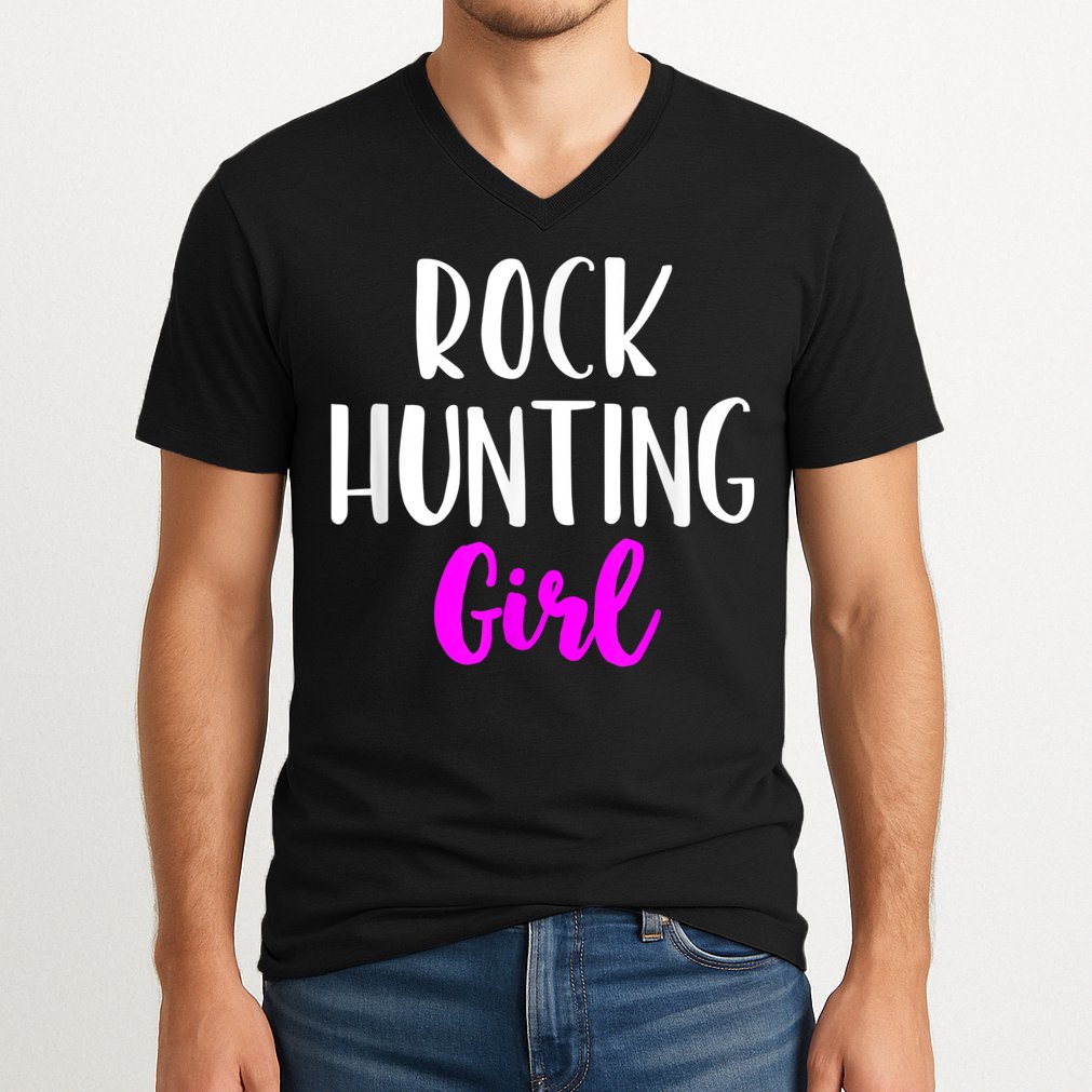 Rock Hunting Girl Women Hunter Collector Geologist V-Neck T-Shirt