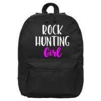 Rock Hunting Girl Women Hunter Collector Geologist 16 in Basic Backpack