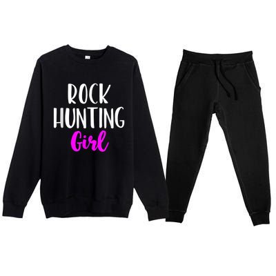 Rock Hunting Girl Women Hunter Collector Geologist Premium Crewneck Sweatsuit Set