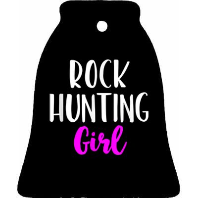 Rock Hunting Girl Women Hunter Collector Geologist Ceramic Bell Ornament