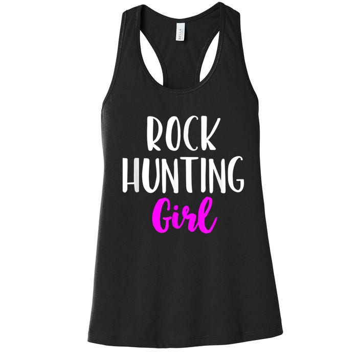 Rock Hunting Girl Women Hunter Collector Geologist Women's Racerback Tank