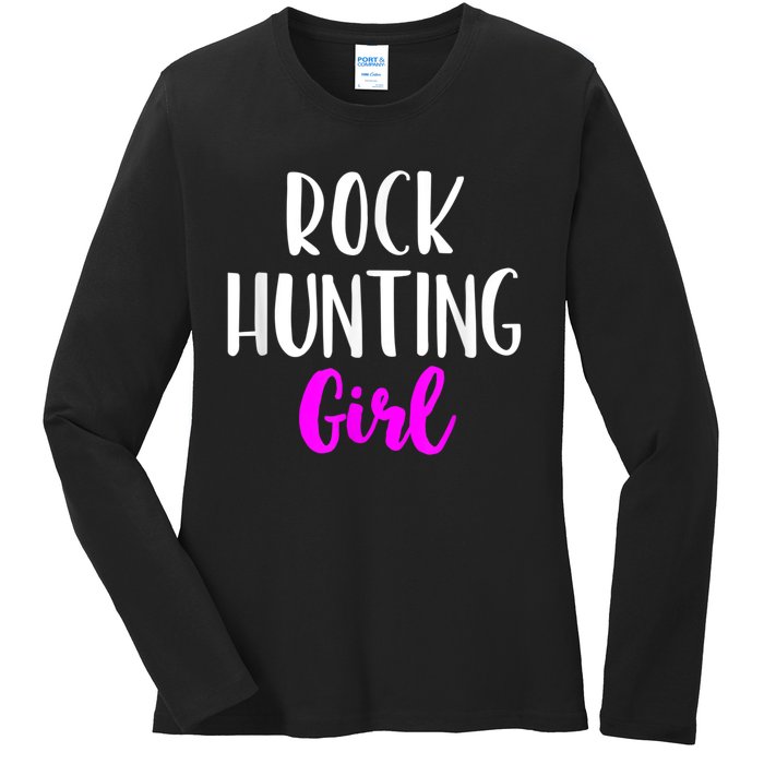 Rock Hunting Girl Women Hunter Collector Geologist Ladies Long Sleeve Shirt