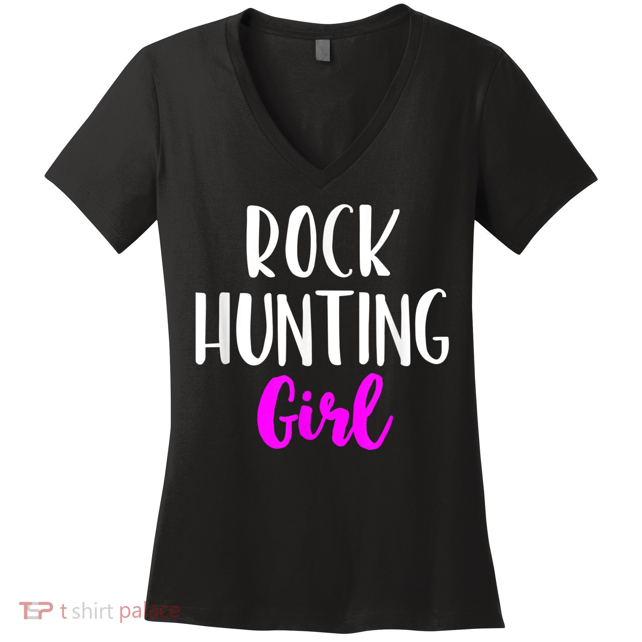 Rock Hunting Girl Women Hunter Collector Geologist Women's V-Neck T-Shirt