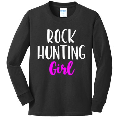 Rock Hunting Girl Women Hunter Collector Geologist Kids Long Sleeve Shirt