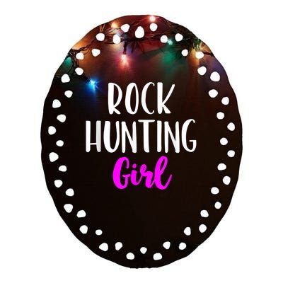 Rock Hunting Girl Women Hunter Collector Geologist Ceramic Oval Ornament