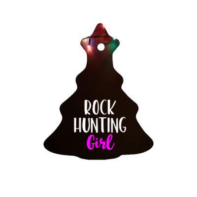 Rock Hunting Girl Women Hunter Collector Geologist Ceramic Tree Ornament