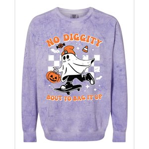 Retro Halloween Ghost No Diggity Bout To Bag It Up Colorblast Crewneck Sweatshirt