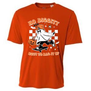 Retro Halloween Ghost No Diggity Bout To Bag It Up Cooling Performance Crew T-Shirt