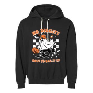 Retro Halloween Ghost No Diggity Bout To Bag It Up Garment-Dyed Fleece Hoodie