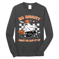 Retro Halloween Ghost No Diggity Bout To Bag It Up Long Sleeve Shirt