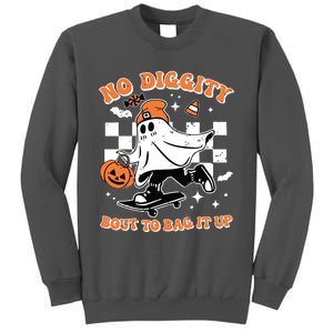 Retro Halloween Ghost No Diggity Bout To Bag It Up Tall Sweatshirt