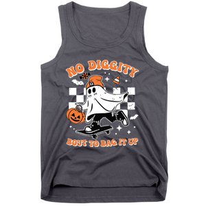 Retro Halloween Ghost No Diggity Bout To Bag It Up Tank Top