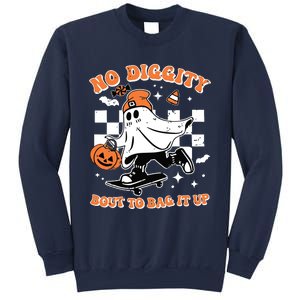 Retro Halloween Ghost No Diggity Bout To Bag It Up Sweatshirt