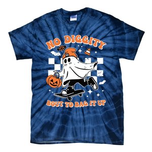 Retro Halloween Ghost No Diggity Bout To Bag It Up Tie-Dye T-Shirt