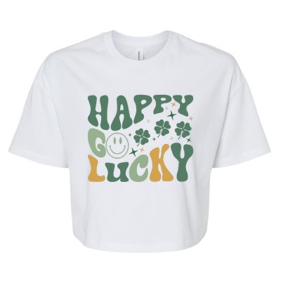 Retro Happy Go Lucky St Patricks Day  Bella+Canvas Jersey Crop Tee