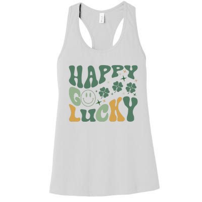 Retro Happy Go Lucky St Patricks Day  Women's Racerback Tank