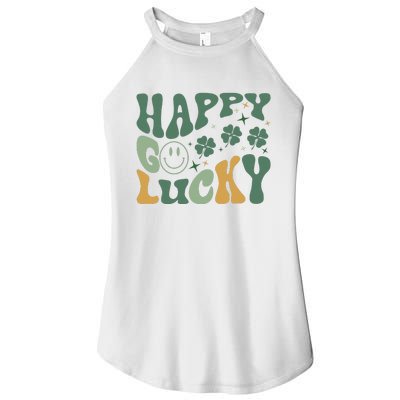 Retro Happy Go Lucky St Patricks Day  Women’s Perfect Tri Rocker Tank