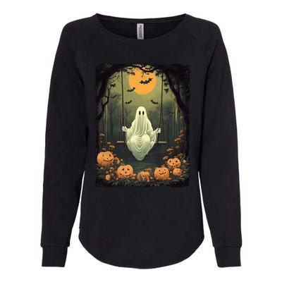 Retro Halloween Ghost Pumpkin Floral Vintage Boo Womens California Wash Sweatshirt