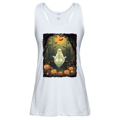 Retro Halloween Ghost Pumpkin Floral Vintage Boo Ladies Essential Flowy Tank