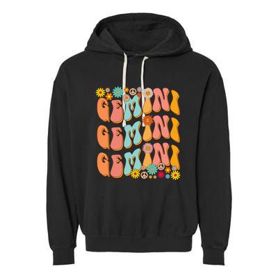 Retro Hippie Gemini Birthday Funny Gemini Zodiac Birthday Garment-Dyed Fleece Hoodie