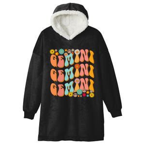 Retro Hippie Gemini Birthday Funny Gemini Zodiac Birthday Hooded Wearable Blanket