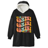 Retro Hippie Gemini Birthday Funny Gemini Zodiac Birthday Hooded Wearable Blanket