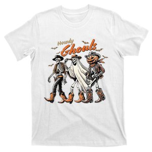 Retro Howdy Ghouls Skeleton Cowboy Western Rodeo Halloween T-Shirt