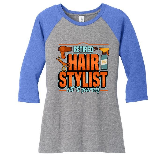 Retired Hairstylist Gift Women's Tri-Blend 3/4-Sleeve Raglan Shirt